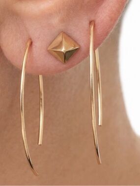 Real 14k Gold Wishbone Simple Thin Gold Earrings | Fine Jewelry Celebrity Style